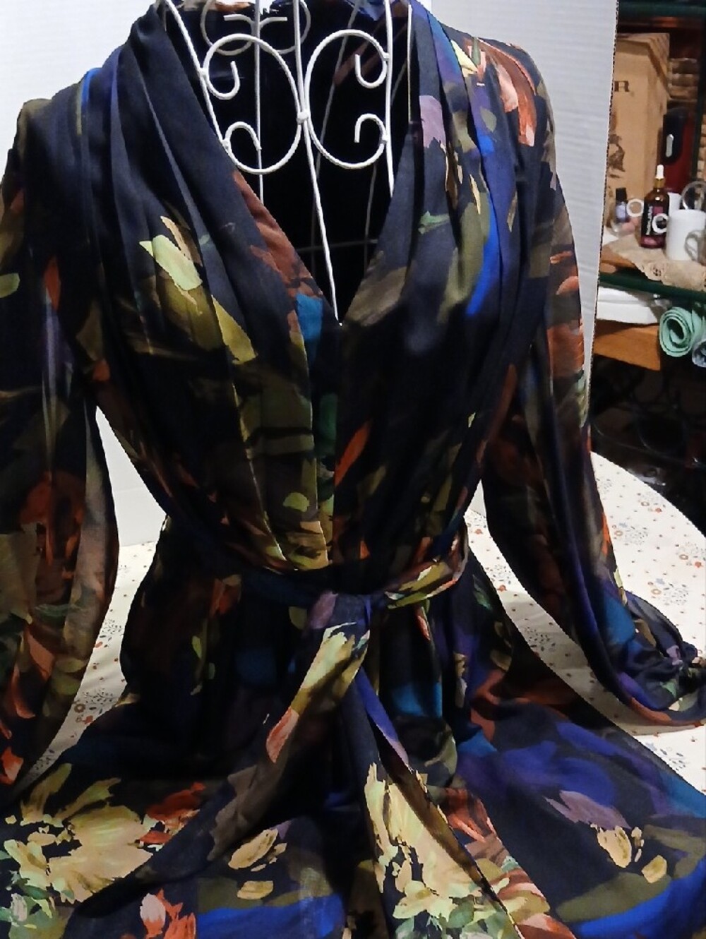 Alex Marie Navy Maxi Dress with Green, Brown & Blue Floral Print - Picture 9 of 16